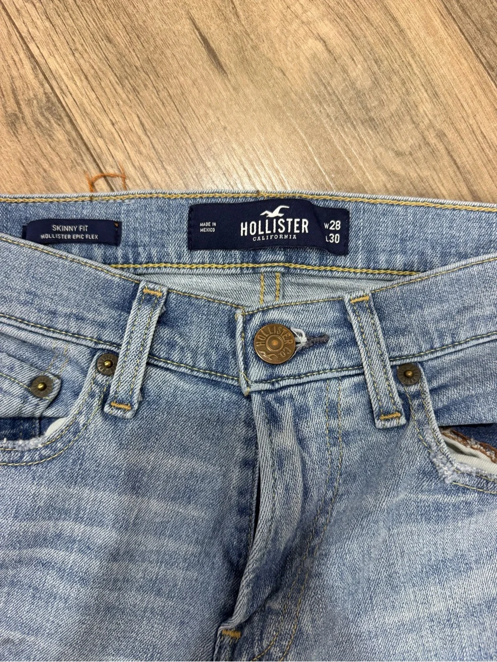 Hollister Light Wash Distressed Skinny Jeans